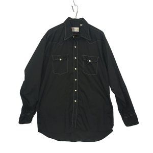 BR Westerns Vintage Black White Pearl Snap long sleeve Cowboy Shirt,‎ 48 chest